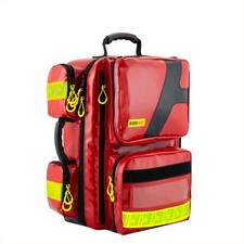 Roter Notfallrucksack XL aus Plane von AEROcase, großer Rettungsrucksack