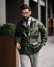 Olivgrüne Lederjacke Herren