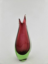 Murano - Vase SOMMERSO, rot grünes Glas.