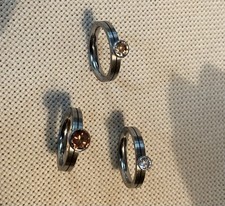 Ringset Ernstes Design Edelstahl mit Zirkonia in 3 Farben Größe 51