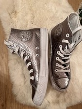 CONVERSE ALL STAR Classic Hi Chucks Sneaker Leder Metallic Silber Gr. 39