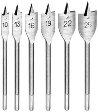 Flachfräsbohrer Flachholzbohrer Set Flachfräser Holzbohrer 6-tlg Ø 10 bis 25 mm