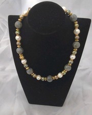 Petra Waszak Kette Collier Perlen des Jugendstils Achat Zuchtperlen vergoldet