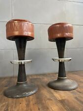 2 Barhocker Art Deco Stil leder Stahlfuß massiv Profi Barhocker #38