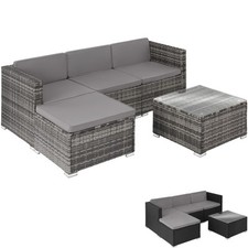 Poly Rattan Sitzgruppe Lounge Gartenmöbel Set Garten Garnitur Sofa Hocker Tisch