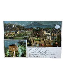Postkarte bad salzbrunn - bad, litho