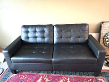 Leather Sofa Couch Black Two