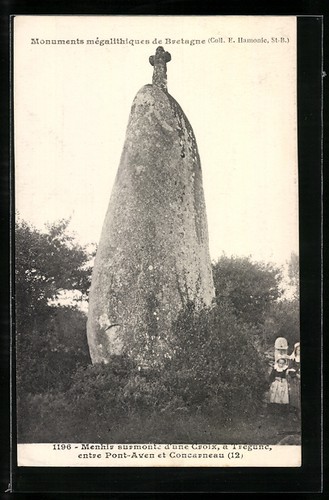 Ansichtskarte trégunc menhir - ansichtskarte, trégunc,