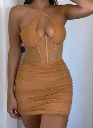 Damen mini kleid - kleid, neckholder