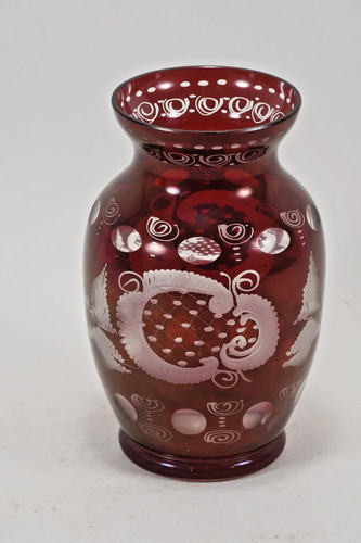 Böhmische überfangglas vase - böhmische, Überfangglas-vase
