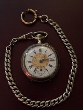 Schöne Alte Taschenuhr 800er Silber, Zylinder, 10 Steine