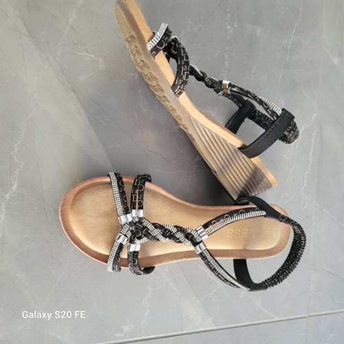 Schwarze sandalen mit silber - sandalen,