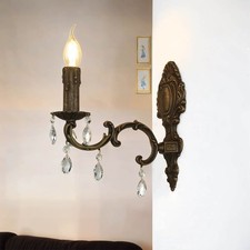 Exklusiver Wandleuchter Mit Kristall Behang Echt Messing Antik Wandlampe E27