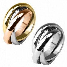 Damenring Schmuck Verlobungsring Edelstahl Triple 3 in 1 Ring aus drei Ringen