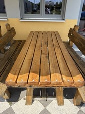 Pinienholz Gartensitzgruppe, Gastro - 4 Große Tische mit Bänken, 1 Kleiner