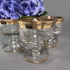 Sekt Schalen 4 Murano Medici Gläser Goldrand Ätzgravur Kristall