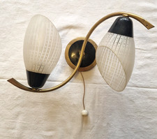 Wandlampe 50er Nachtleuchte  60er mid century Messinglampe Glaslampe Tütenlampe