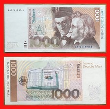 ? 1000 Deutsche Mark ?DM Schein Bundesbank vom 1.August 1991 ? AA7261991G5 ?