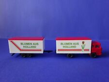 Wiking Magirus Lastzug mit Tandemanhänger Blumen aus Holland H0 1.87 Auto