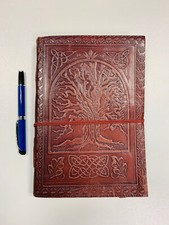 XXXL Notizbuch Tagebuch Skize Kladde yggdrasil goth Leder Lebensbaum 25x18cm 3XL