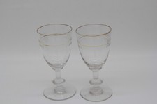 2er Set Weingläser Kelch Goldrand Portweingläser Guillochiert Ätzgravur