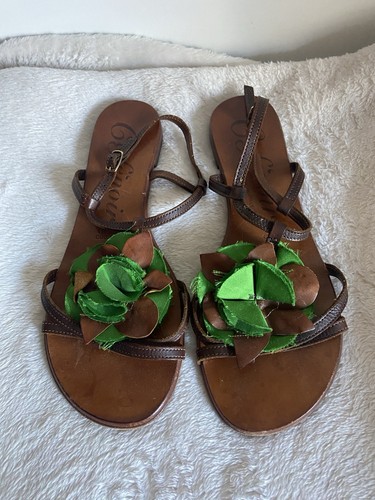 Café noir sandalen leder - café,