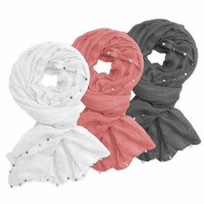 XXL Schal Tuch mit Perlen weiß pink grau Halstuch Stola Überwurf Schultertuch