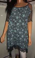 Made in Italy Luftiges Sommer Shirt/Tunika Grau Blaue Sternen Muster Gr 50/52