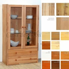 Massivholz Vitrinenschrank 89x159x46cm Kernbuche Wildeiche Kiefer Vitrine