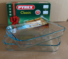 Pyrex 2er Set Auflaufform Glas rechteckig Ofenform Glasform Glasbräter 35 x 23cm
