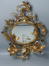 Wandkerzenhalter mit Spiegel 48 x 31 cm Vintage Midcentury Retro Gold Floral
