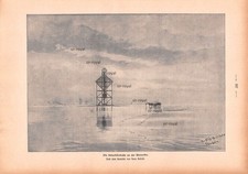 Scharhörnbake Unterelbe - Hans Bohrdt - 1904 - Historischer Holzstich ~21x30cm