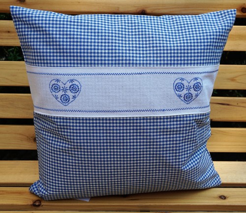 Kissen 40x40cm blau weiß - blau-weiß, karo