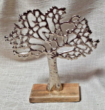 Dekobaum Fensterdeko Schrankdeko Lebensbaum Ornament Baum Silber 22 x 19 cm