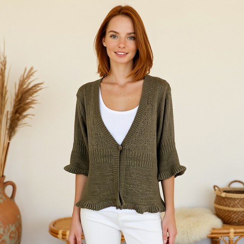 Vintage boho strickjacke braun - vintage,