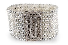 Armband 930 Salzwasser Perlen + 82 Diamanten 833 Weißgold IGI [BRORS 20478]