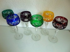 Farbige Kristall Weingläser SET 6 Stuck VINTAGE 19,6 cm Hoch