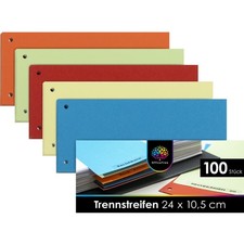 100x Trennstreifen Papier bunt Trennblätter Register Ordner und Ringbücher