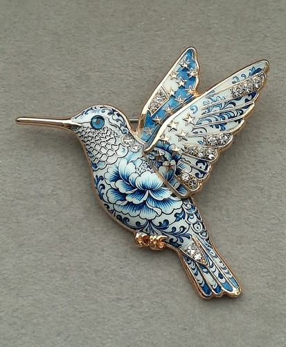 Kolibri brosche gold blau - brosche,