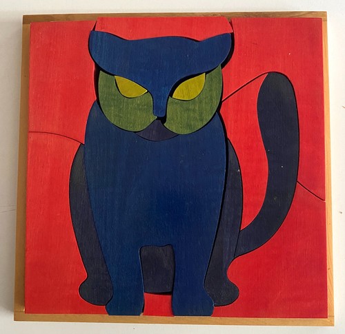 Vintage 1980er holz katze - vintage,