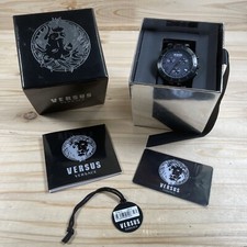 Versus Versace Herrenuhr Chronograph S76120017 Edelstahl Leder Black Wasser 50m