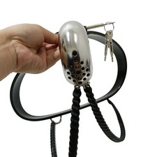 Edelstahl Keisheit Gürtel Großer Käfig von Penis Käfig SM Halterung Doppelkette