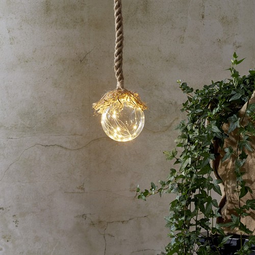 Led glaskugel mit juteseil - glaskugel, 15
