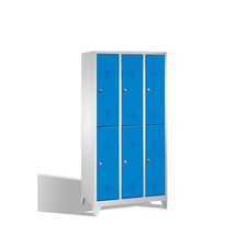 Garderobenschrank, Spind, 3 x 2 Fächer a 400 mm, Füße, Korpus Lichtgrau