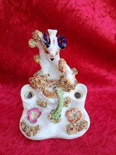 antike Porzellanfigur , Stift-Ständer , Wurm , Vogel   ,  Staffordshire Keramik