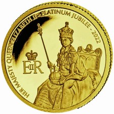 Kongo 10 FRS. 2022 Queen Elizabeth 70. Platin Jubiläum, 999,9 Gold 0,5 gr., PP