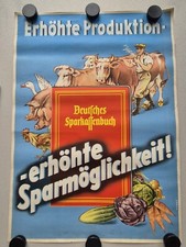 Plakat Sparkasse Dähne Kuh Schwein Hahn Gemüse Bauer Werbung  1956 Original DDR