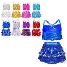 Kinder Mädchen Outfit Gymnastik Set Ballett Tanzkleidung Crop Top Anzug Hip Hop