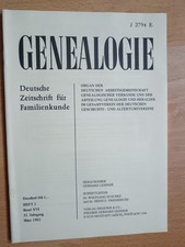 Dt. Zeitschrift Familienkunde Genealogie Ahnenforschung Bd. 16 Heft 3 März 1982