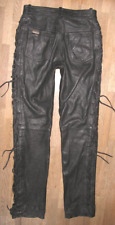 lange LINUS - LEDERJEANS / Schnür- Lederhose in schwarz ca. W29-30 / L36